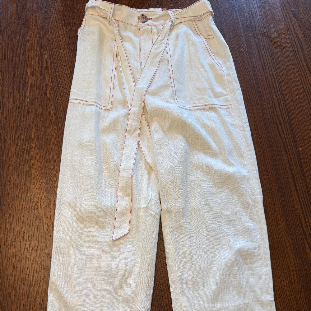 NWT Cream linen pants JOA Just One Answer Size S